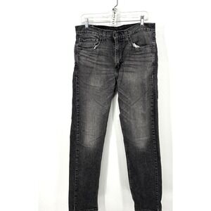Levi's 505 Black Cotton Blend Straight Leg Mid Rise Men's Denim Jeans SZ 34/34